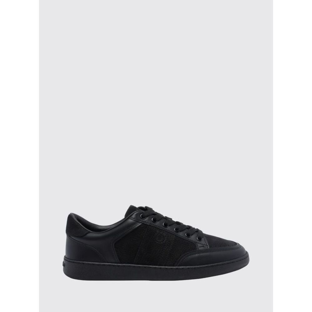 Ferragamo Men Ferragamo Gancini Low-Top Sneakers In Calfskin And Nubuck Leather
